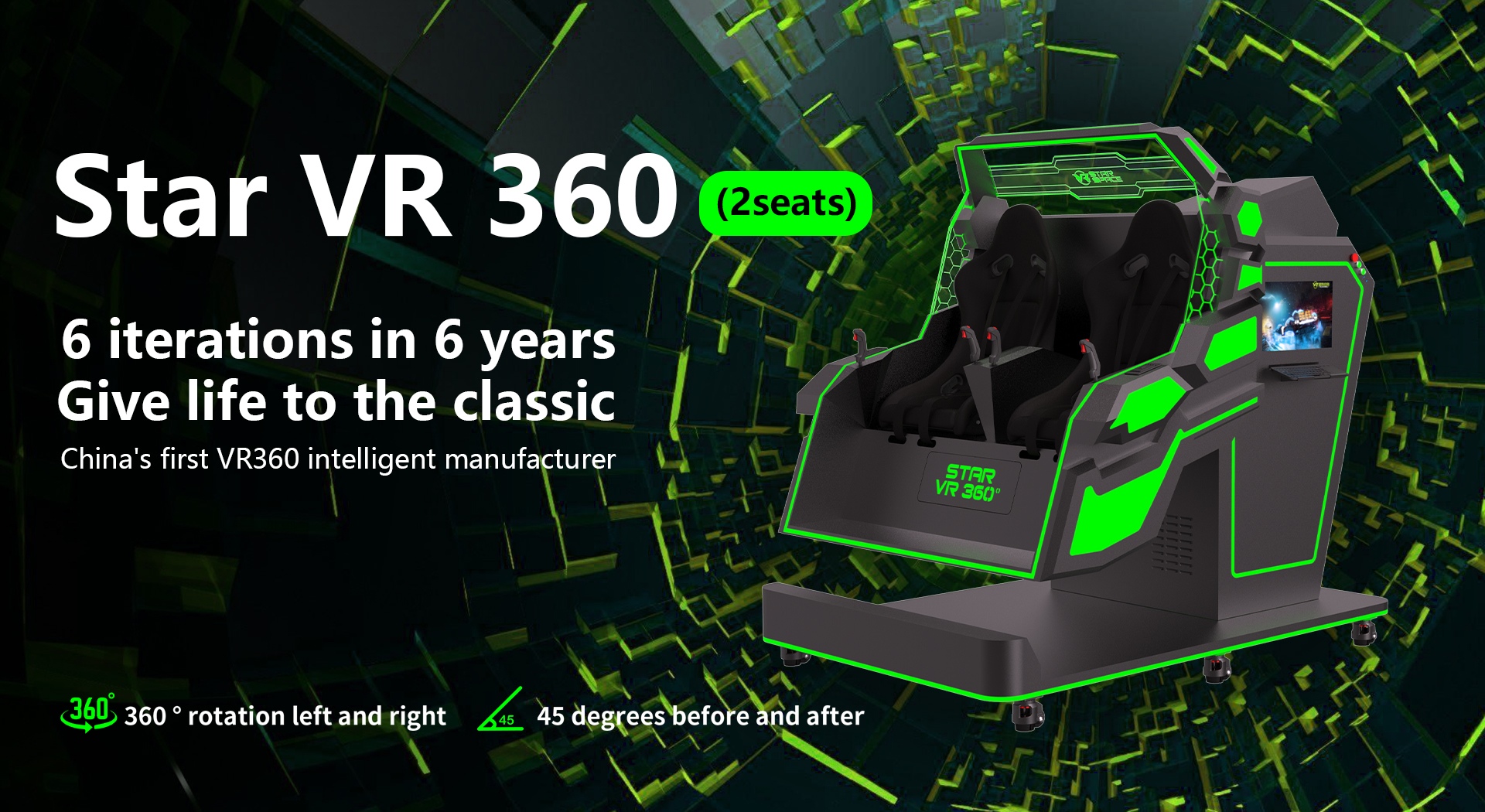 VR Star Space VR Rides Virtual Reality Multiplayer 2 Seats 360 Roller Coaster Cinema Chair 9D VR Game Simulator