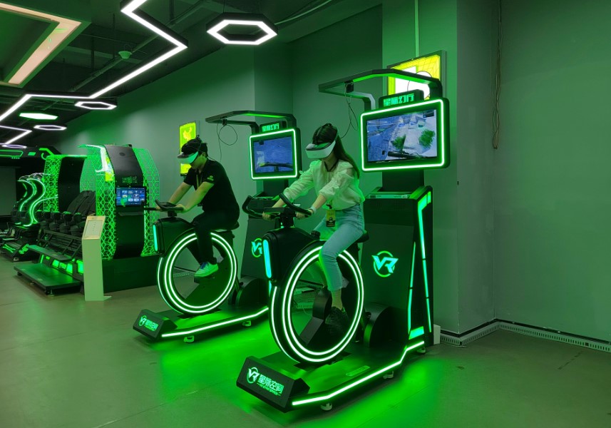 How do I maintain and care for a VR bike racing game machine?