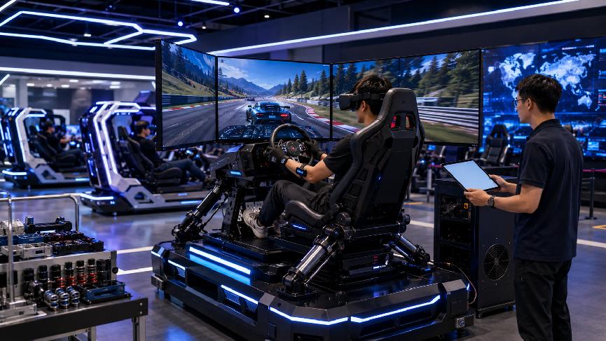 Full-body motion tracking and haptic feedback in VR racing cabinets