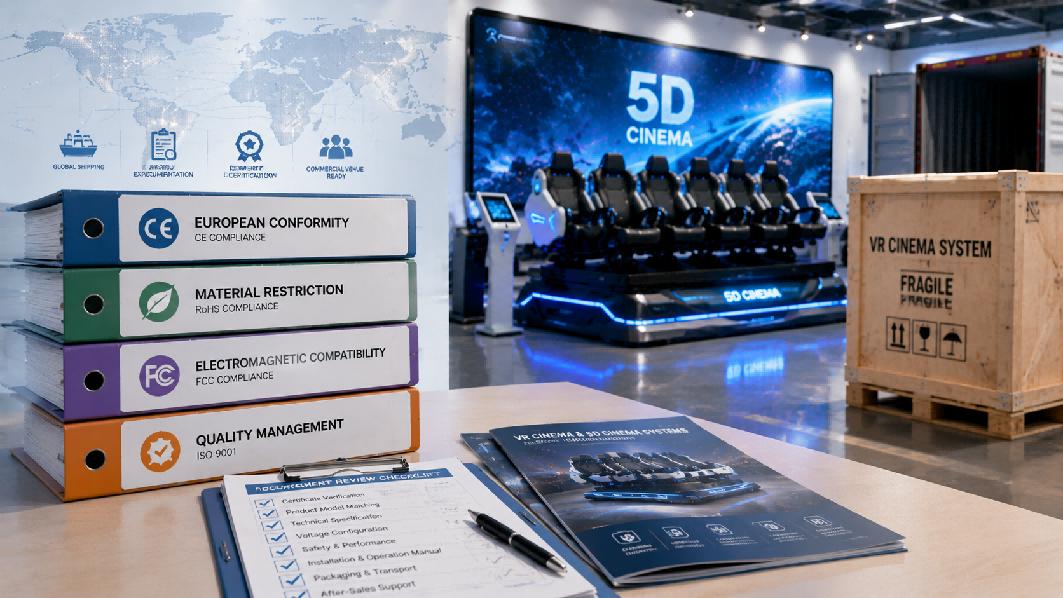 International compliance document stack for TopowVR VR cinema equipment buyers